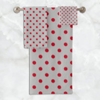 Grey Red Polka Dot