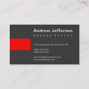 Grey Red Professional Makeup Artist Business Card