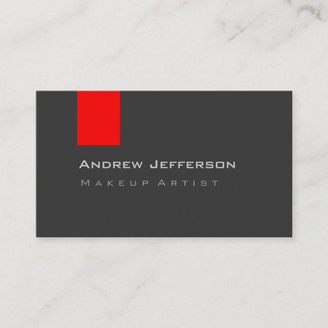 Grey Red Professional Makeup Artist Business Card (Front)