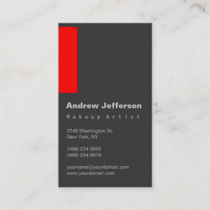 Grey Red Professional Makeup Artist Business Card