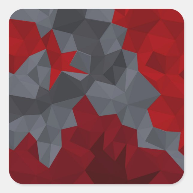 Grey, red randomly arranged triangles. square sticker (Front)