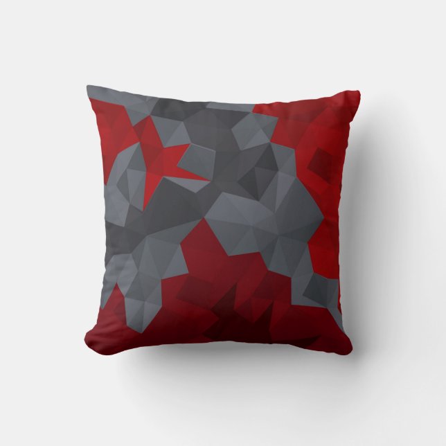 Grey, red randomly arranged triangles. throw pillow (Front)