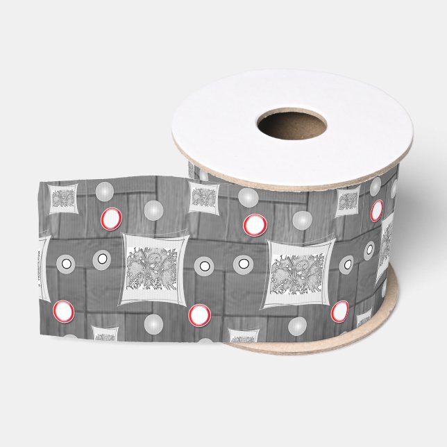 grey red ribbon grosgrain ribbon (Spool)