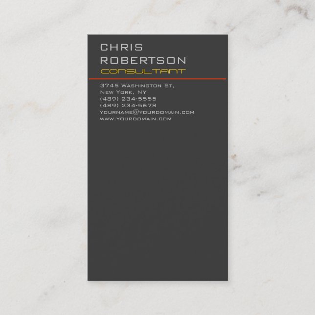 Grey Red Yellow Attractive Charming Business Card (Front)