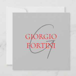 Grey Red Your Name Initial Monogram Modern