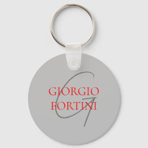 Grey Red Your Name Initial Monogram Modern Keychain