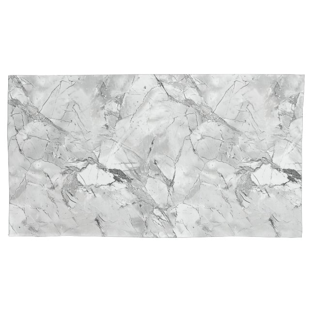 Grey "Regal Stone Vein" Marble Texture All-Over Pr Pillowcase (Front)
