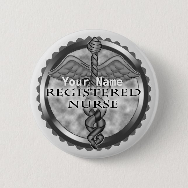 Grey Registered Nurse 2 Inch Round Button (Front)