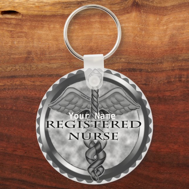Grey Registered Nurse Keychain (Front)