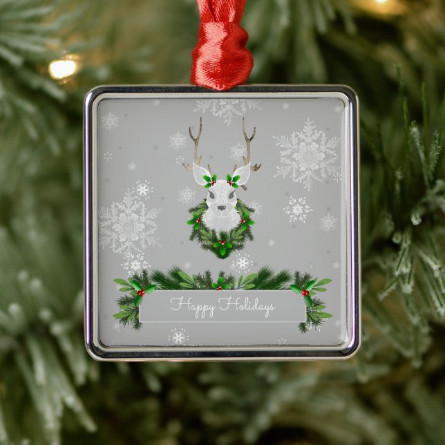 Grey Reindeer Ceramic Ornament (Tree)
