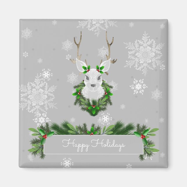 Grey Reindeer Magnet (Front)
