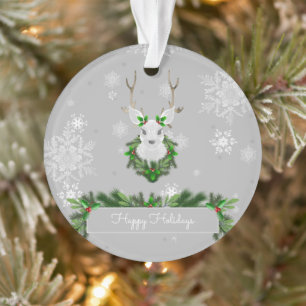 Grey Reindeer Ornament