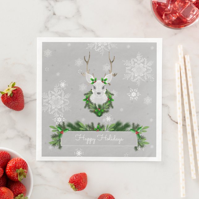 Grey Reindeer Paper Napkin (Insitu)