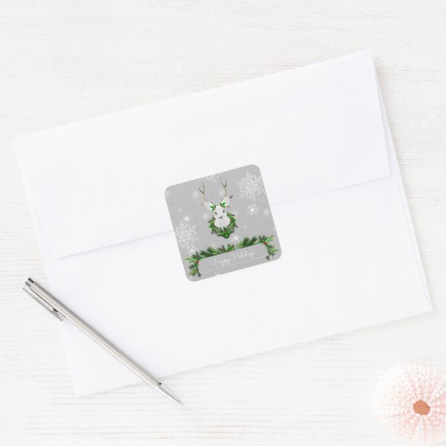 Grey Reindeer Sticker (Envelope)