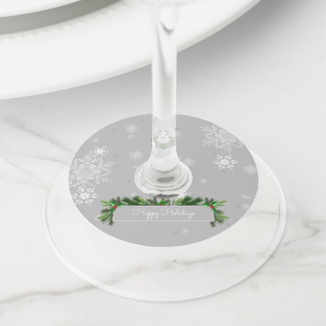 Grey Reindeer Wine Glass Tags (Close Up)