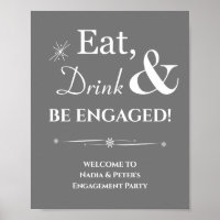 Grey Retro Eat Drink Be Engaged Engagement