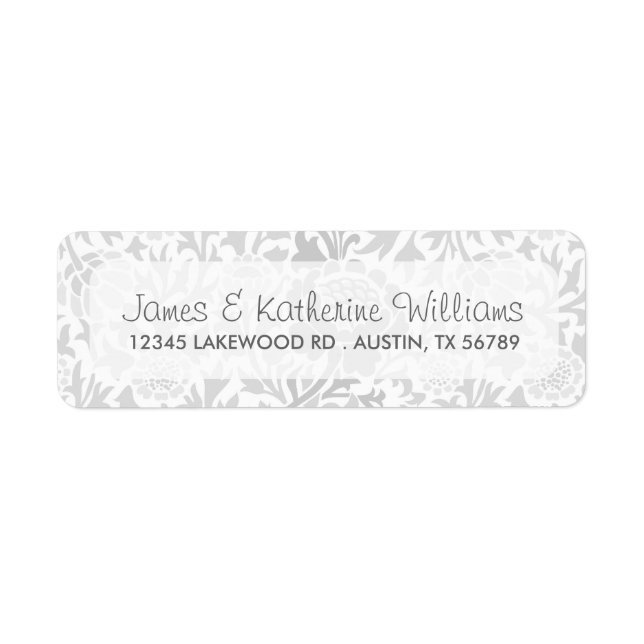Grey Retro Floral Damask Modern Wedding (Front)