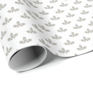 Grey Retro-Inspired Vintage Christmas Holiday Gift Wrapping Paper