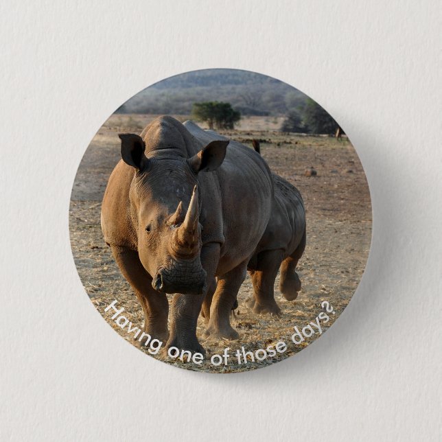 Grey Rhino in the wild 2 Inch Round Button (Front)