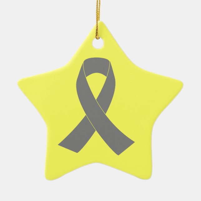Grey Ribbon Awareness - Zombie, Brain Cancer Ceramic Ornament (Front)