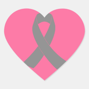Grey Ribbon Awareness - Zombie, Brain Cancer Heart Sticker