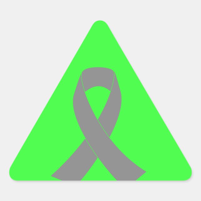 Grey Ribbon Awareness - Zombie, Brain Cancer Triangle Sticker (Front)