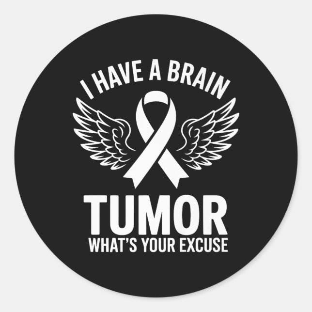 Grey Ribbon Brain Tumour Awareness Apparel For Men Classic Round Sticker (Front)