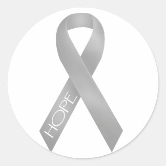 Grey Ribbon Classic Round Sticker