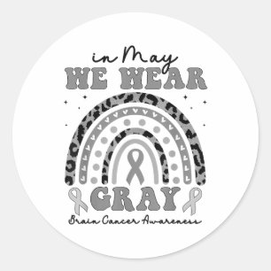 Grey Ribbon May Brain Cancer Awareness For Men Wom Classic Round Sticker