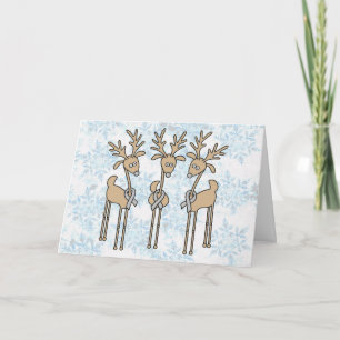 Grey Ribbon Reindeer - Brain Cancer/Brain Tumour Holiday Card