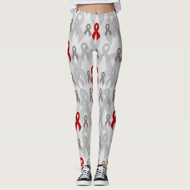 Grey Ribbons..Diabetes Leggings (Front)