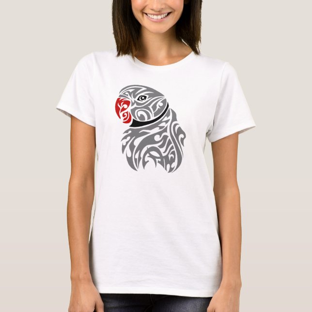 Grey ringneck parrot tattoo T-Shirt (Front)