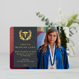 Grey RN Caduceus Graduation Faire-part photo