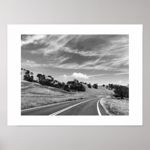 Grey Road California Black and White Photography Poster