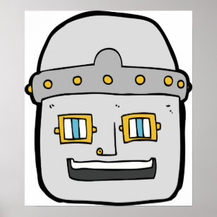 Grey Robot Head Poster