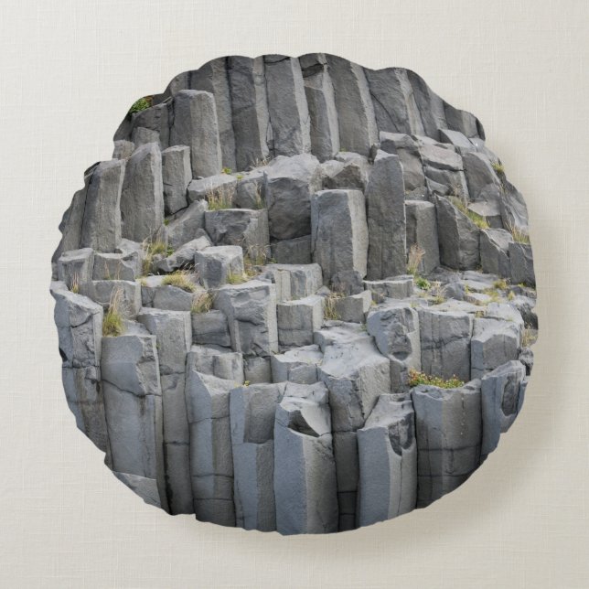 Grey rock formation round pillow (Front)
