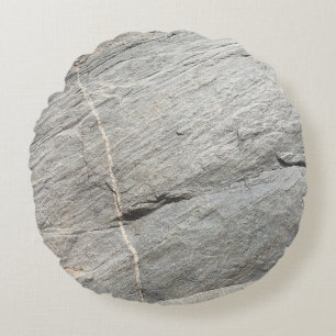 Grey rock view round pillow
