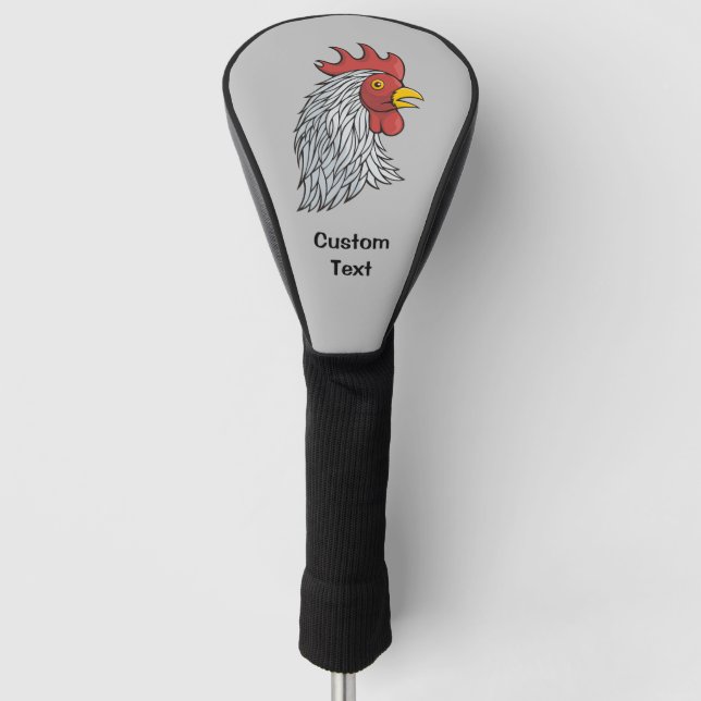 Grey Rooster's Head Golf Head Cover (Front)