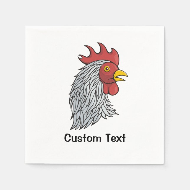 Grey Rooster's Head Napkin (Front)