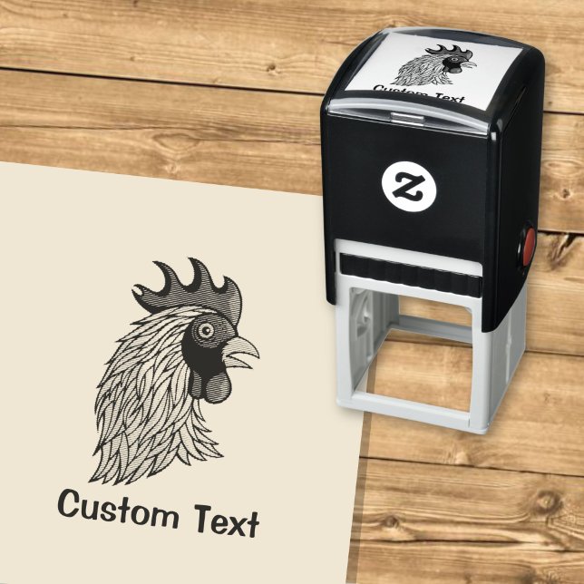 Grey Rooster's Head Self-inking Stamp (Creator Uploaded)