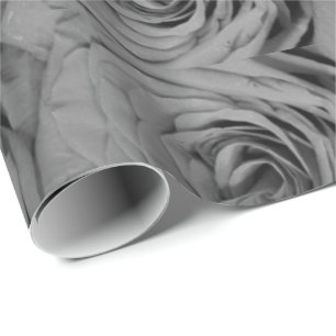 Grey roses grey floral flowers photo wrapping paper