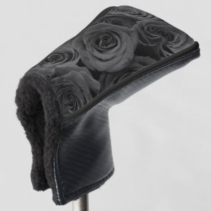 Grey roses, grey floral photo      golf head cover