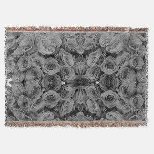 Grey roses, grey floral photo  throw blanket