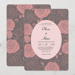 Grey Roses Wedding Invitation