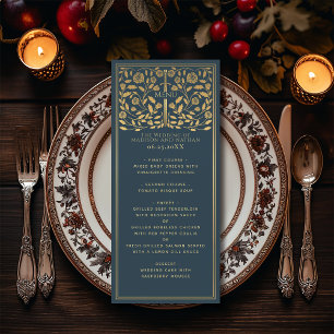 Grey Royal Medieval Sword Wedding Flat Menu