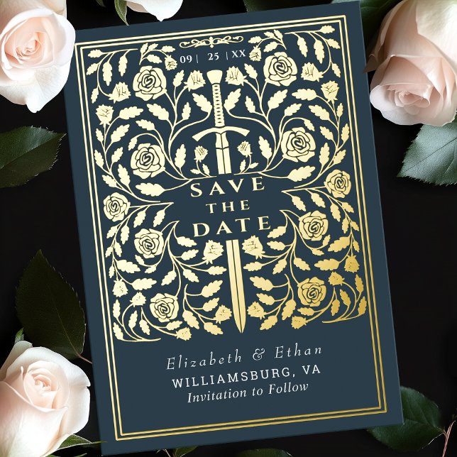 Grey Royal Medieval Sword Wedding Save the Date (Creator Uploaded)