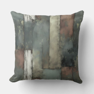 Grey Rust White Modern Farmhouse Print Throw Pillow
