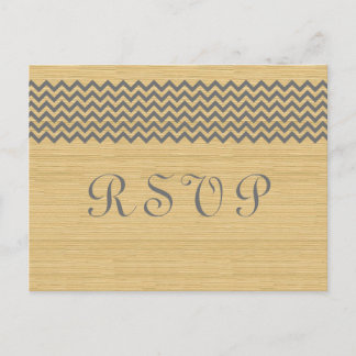 Grey Rustic Chevron RSVP Postcard