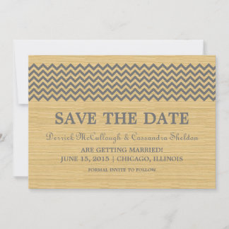 Grey Rustic Chevron Save the Date Invite