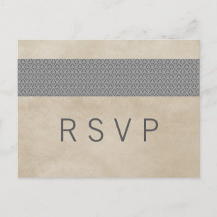 Grey Rustic Damask RSVP Postcard